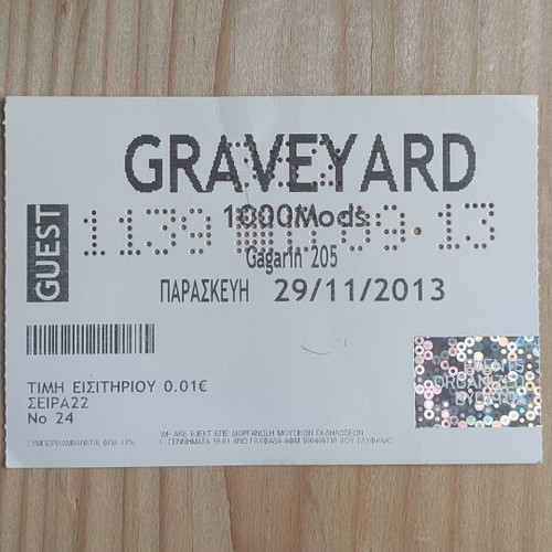 Graveyard Ticket 29-11-2013 like new