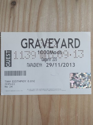 Graveyard Ticket 29-11-2013 like new