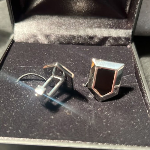 Dyrberg/Kern cufflinks like new, stainless steel with black crystal