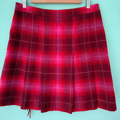 Escada Sport wool checked skirt used in red and fuchsia tones