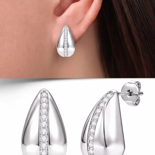 14K White Gold Moissanite Teardrop Earrings with GRA Certificate