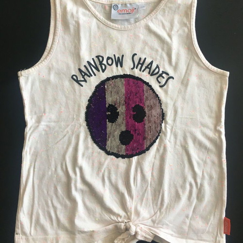 Emoji sleeveless top for girl 11-12 years used, Rainbow Shades