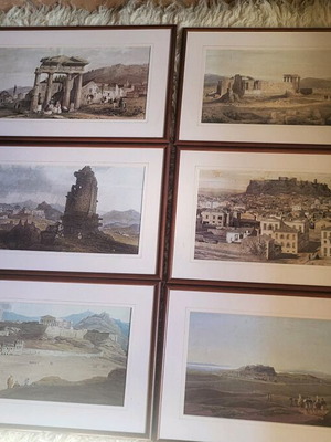 Collection of six art prints like new with Greek landscapes