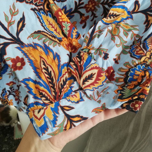 Rich & Royal blouse blue with orange pattern, like new, size 40