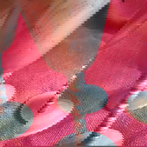 Μεταλλικά ποτήρια αλπακά σκαλιστά μεταχειρισμένα, πακέτο 4, δεκαετίας '80