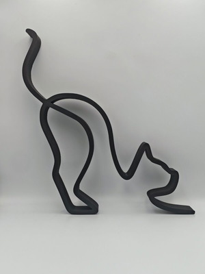 Minimalist 3D printed cat silhouette decorative stand, new