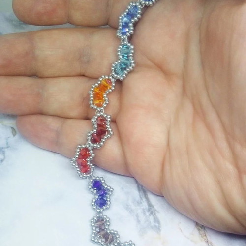 Bracelet with hearts new, handmade with Swarovski bicones