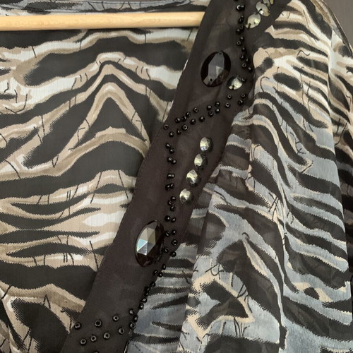 Beach tunic caftan with tiger print and decorative stones