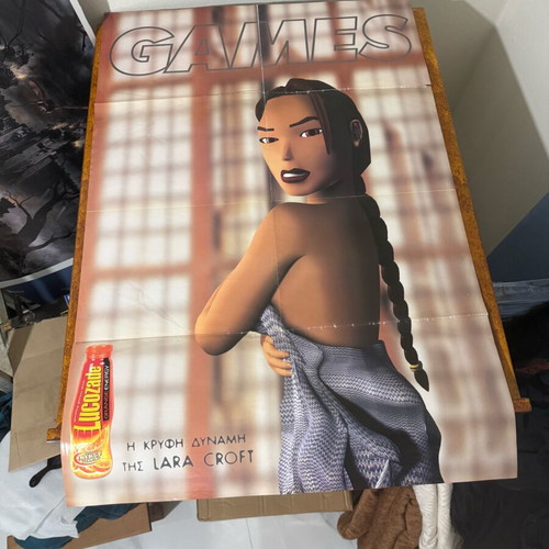 Tomb Raider poster used from PlayStation 1 with Lucozade advertisement