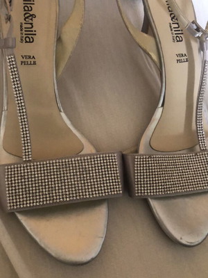 Italian silver sandals like new, size 39, wedding suitable