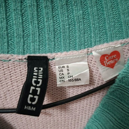 H&M Care Bear striped sweater like new, multicolor