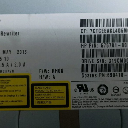 HP GHA3N (A2HH) internal DVD/CD drive used, SATA connection