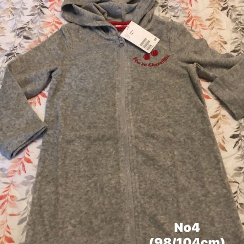 H&M Robe new with hood size 3-4 gray and red