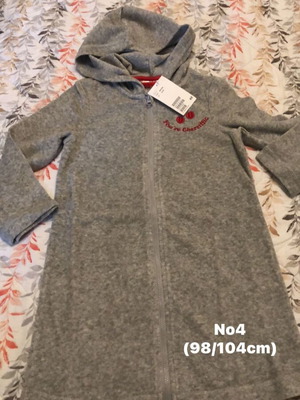 H&M Robe new with hood size 3-4 gray and red