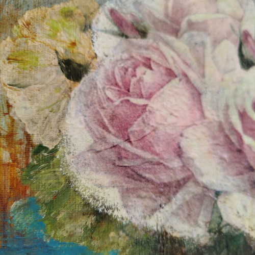 Original Acrylic Painting "Pink Roses" by M. Psiacha, Like New