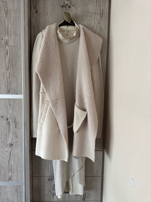 Stradivarius комплект плетена рокля и жилетка като нов, бежов