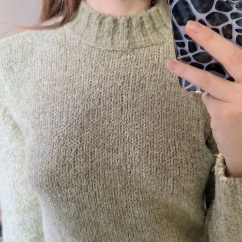 Knitted sweater with light turtleneck green new, size S