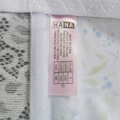 Hana bra size 105C/85C with floral pattern and lace, white