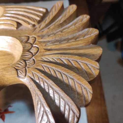 Wooden carved swan plate old Greek 1970 large size like new