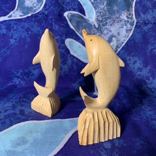 Wooden dolphin decorative set handmade, new, pack of two