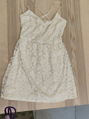 Coquette lace mini dress, ivory, y2k style