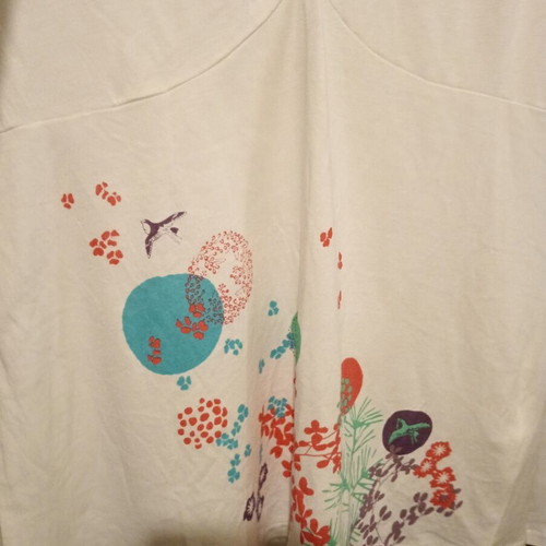 Women's Secret long-sleeve sleepwear top, white with colorful design, size UK 10 EUR 38