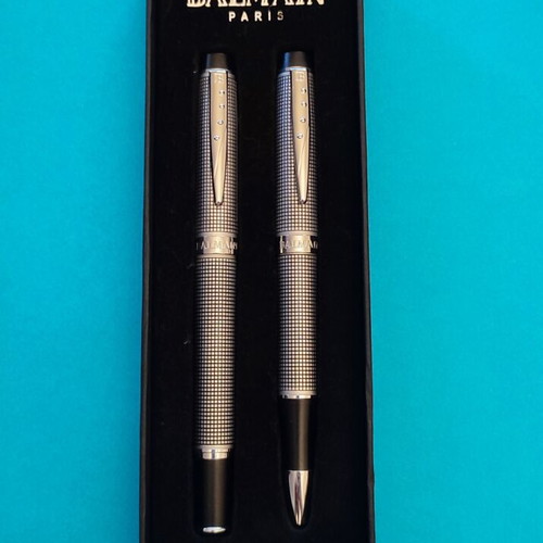 Balmain Paris pen and ballpoint gift set new, black ink