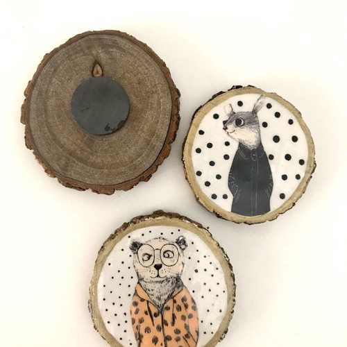 Handmade magnets with mixed technique