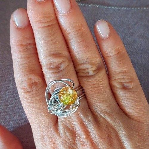 Handmade ring like new made of wire for jewelry