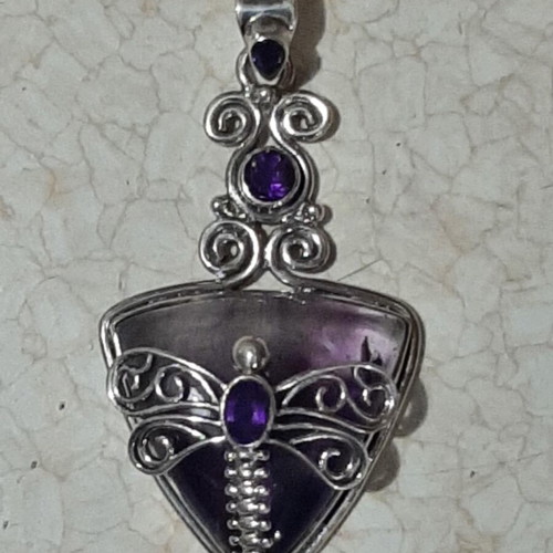 Dragonfly pendant 925 with auralite 32 and amethyst, new