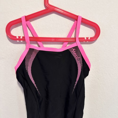 Speedo swimming swimsuit black with fuchsia, size 16 years / XS-S