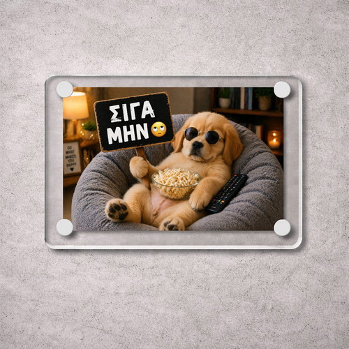 Acrylic fridge magnet "Siga Min" new, Funny Dog Meme 9x6cm