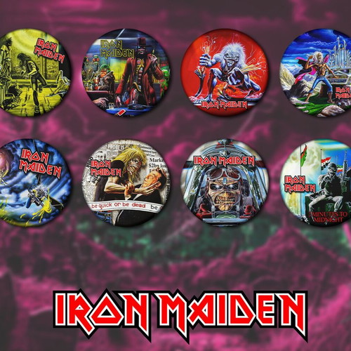 Iron Maiden pins set of 8, 3cm, high resolution, new