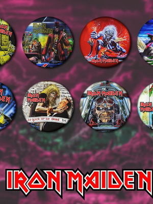 Iron Maiden pins set of 8, 3cm, high resolution, new