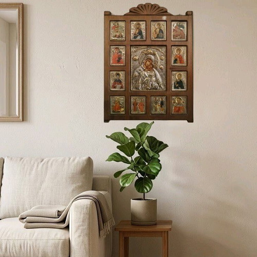 Collectible Multi-Theme Icon with Silver Elements like new