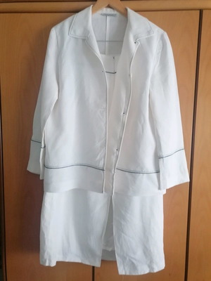 Linen suit Arte Maxima by Makis Tselios used, white with blue detail