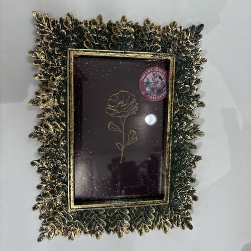 Vintage photo frame new gold 10x15 dark green with embossed design