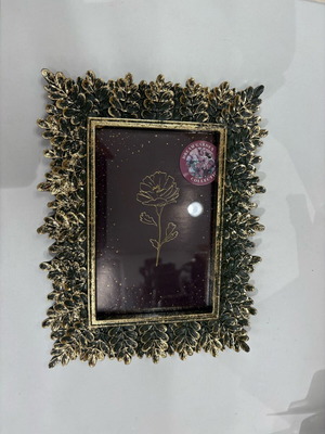 Vintage photo frame new gold 10x15 dark green with embossed design