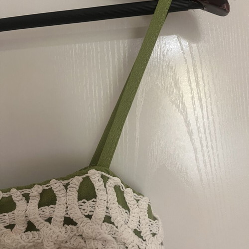 Linen women's dress green with chest detail new