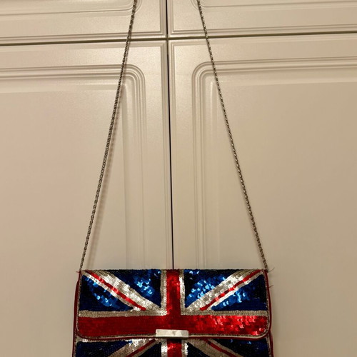Accessorize Union Jack sequin clutch bag very good condition