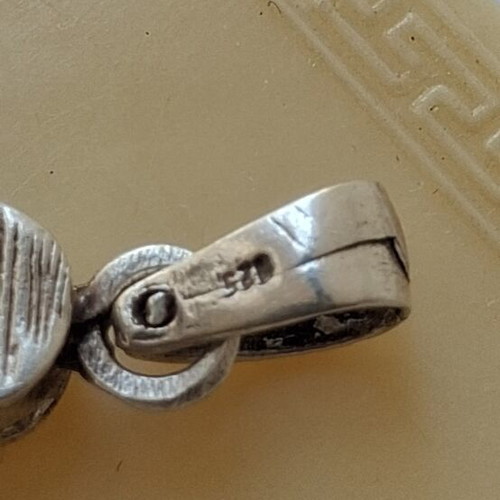 Silver Christian amulet pendant, Greek made, vintage