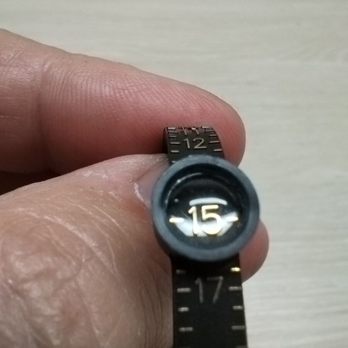 Ring sizer new, black with gold scale