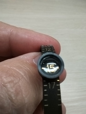 Ring sizer new, black with gold scale