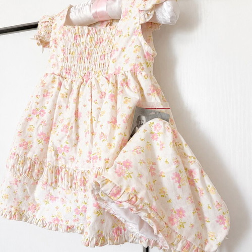 Baby dress with matching hat, Piper & Posie, pastel colors, 3 months