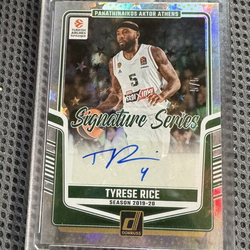 2024-25 Panini Donruss Euroleague Tyrese Rice /5 Panathinaikos Yellow Stars card like new