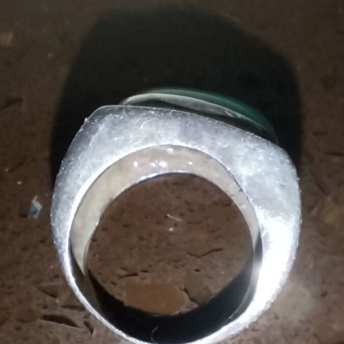 Sterling silver ring with green onyx cabochon used