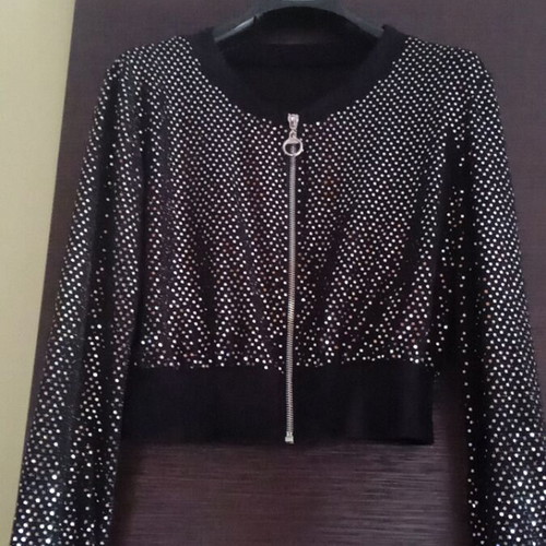 Women's crop jacket like new, black and grey