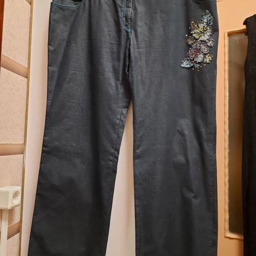 Arte Maxima women's summer jeans like new, blue-gray with embroidery, size XXL-5XL
