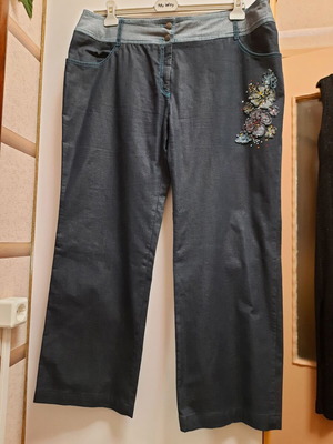 Arte Maxima women's summer jeans like new, blue-gray with embroidery, size XXL-5XL