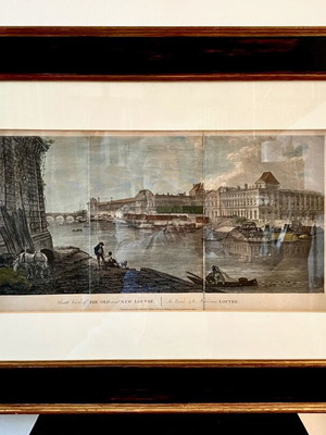 18th Century Colored Engraving like new Depicting the Louvre